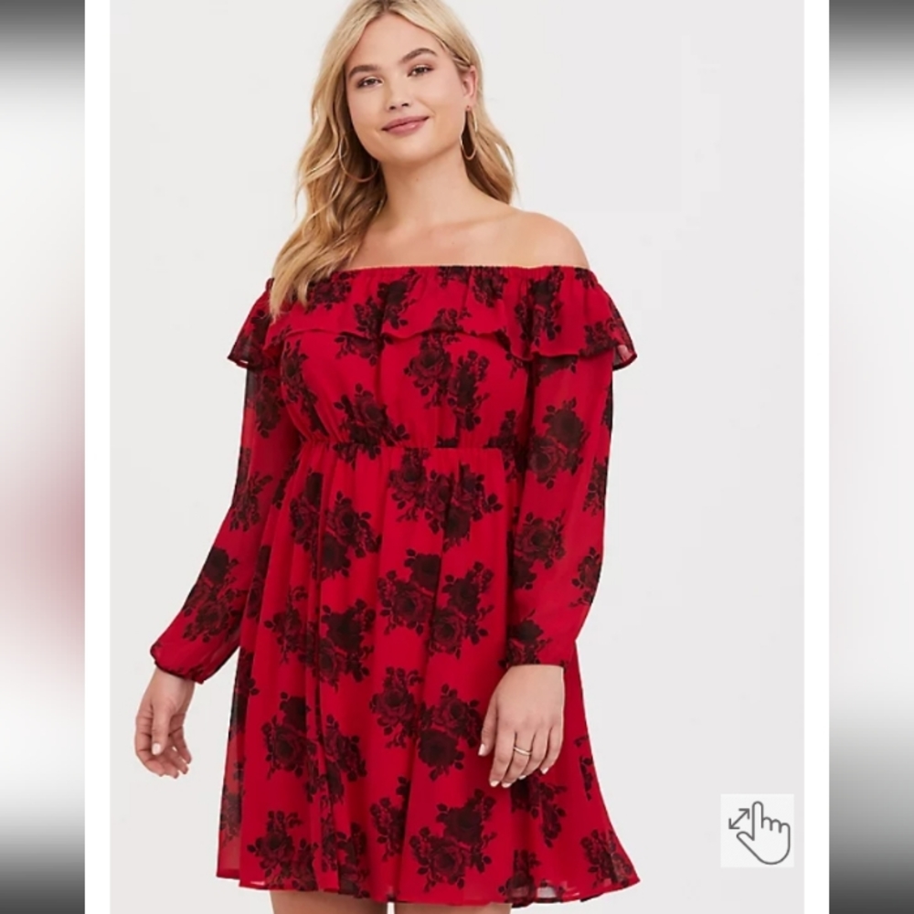 Torrid Mini Chiffon Off-Shoulder Skater Dress